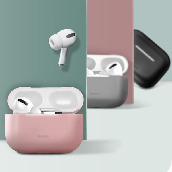 Baseus silikondeksel for Apple AirPods Pro-hodetelefoner rosa (WIAPPOD-ABZ04)