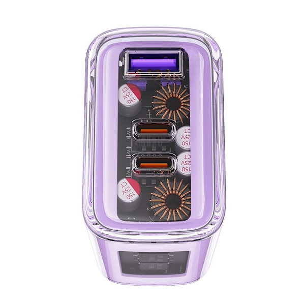 ACEFAST FAST NETVÆRKSLADER GAN 65W 3 PORTE (1XUSB 2XUSBC) LILLA
