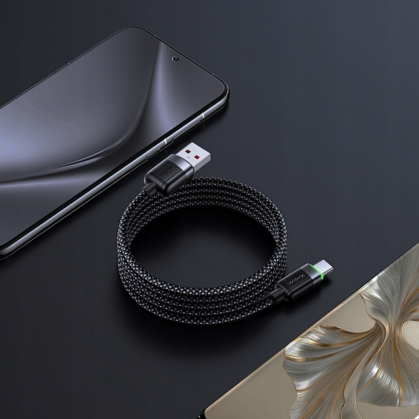 MCDODO USB-C SNABBLADDNINGSKABEL FÖR SAMSUNG XIAOMI TYP C 6A 100W 1M LED