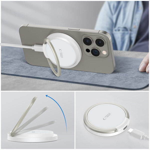 TECH-PROTECT QI15W-A33 MAGNETISK MAGSAFE TRÅDLØS LADER HVITT