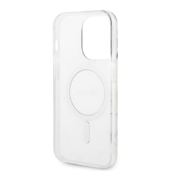 Guess sett MagSafe lader + deksel til iPhone 14 Pro 6.1 hvit marmor (GUBPP14LHMEACSH)