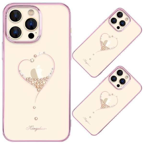 Kingxbar Wish Series iPhone 14 Pro-deksel, dekorert med rosa krystaller