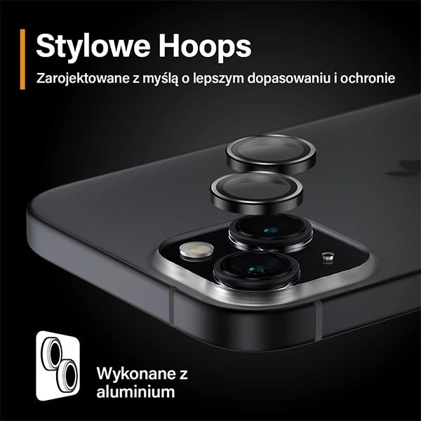 PANZERGLASS HOOPS KAMERABESKYTTELSE TIL IPHONE 15/15 PLUS - MED SORT RAMME