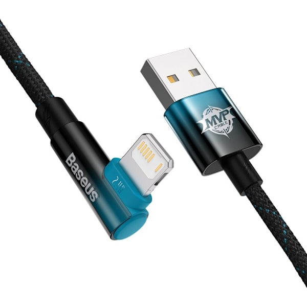 Baseus MVP 2 Hjørnekabel med side-USB / Lightning-plugg 1m 2,4A blå (CAVP000021)