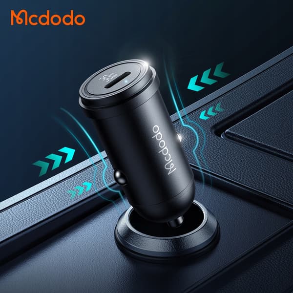 MCDODO SNABB BILLADDARE FÖR TELEFON USB-C LED + USB-C KABEL 1M
