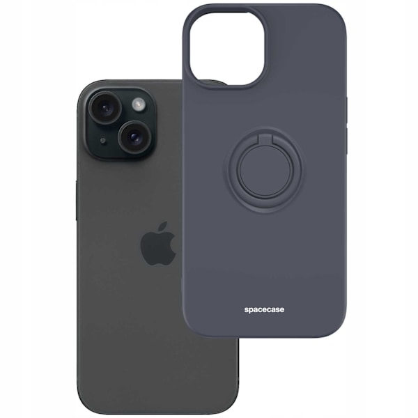 Spacecase Silikon Ring-Fodral För Iphone 15 Svart Fodral
