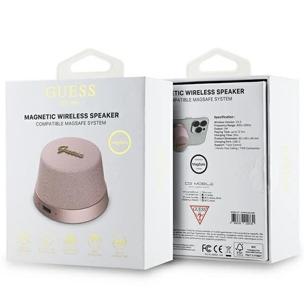 Guess magnetisk skrift metall Bluetooth-høyttaler - rosa