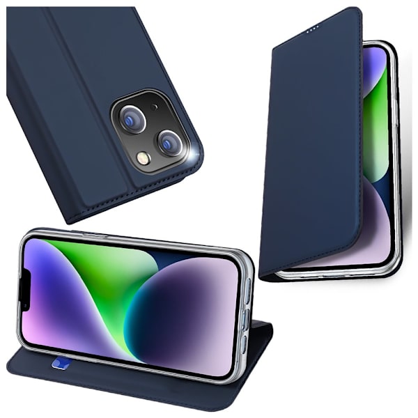 Dux Ducis Skin Pro iPhone 15 Plus-deksel med klaff og lommebok - blå