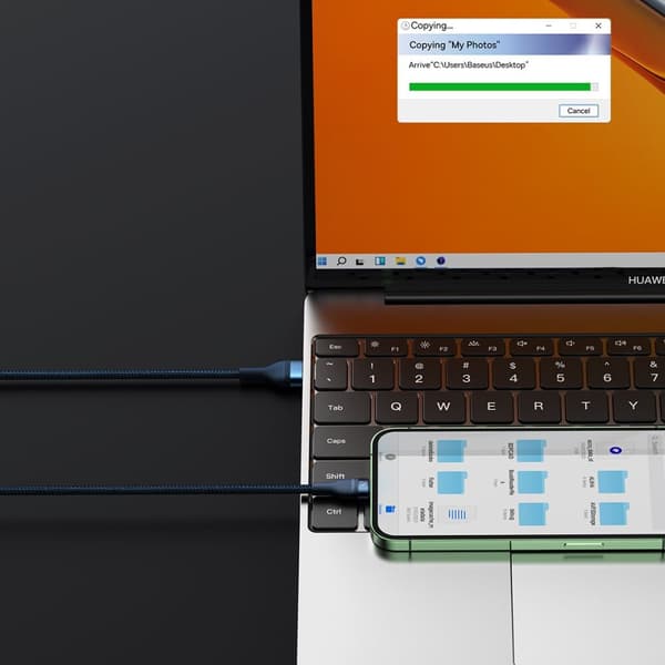 Baseus Flash Series 3-i-1 hurtigladekabel USB-A-USB-C / Micro-USB / Lightning 66W 480Mb/s 1,2m blå