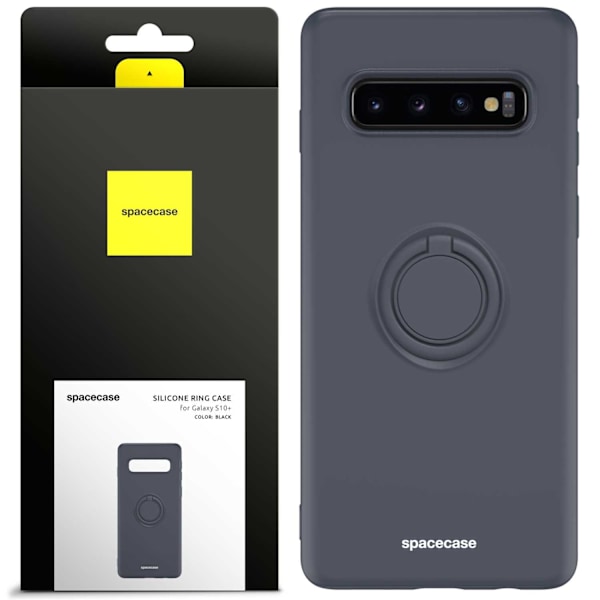 Spacecase Silikonecase Ring För Samsung Galaxy S10+ Svart Skydd