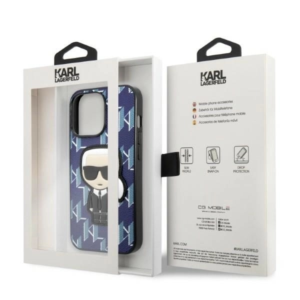 KARL LAGERFELD MONOGRAM IKONIK PATCH COVER TIL IPHONE 13 PRO / IPHONE 13 - BLÅ