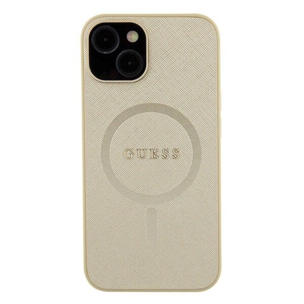 Guess GUHMP15MPSAHMCB iPhone 15 Plus 6.7 gull/gull hardt deksel Saffiano MagSafe