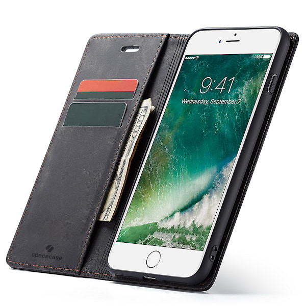 Spacecase Case Cover Till Iphone 7 8 Plus Sc Plånbok Svart
