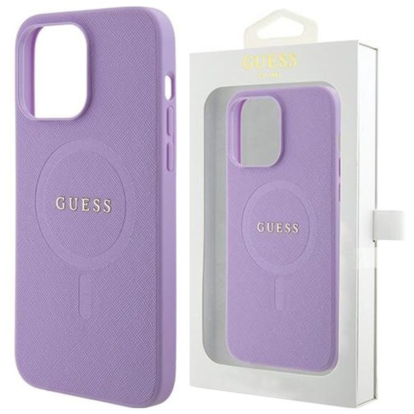Guess GUHMP15SPSAHMCU iPhone 15 6.1 lilla/lilla hardt deksel Saffiano MagSafe