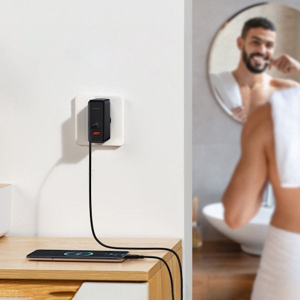 Baseus GaN5 Pro Fast Universal GaN USB Type C / USB-lader 100W PD3.0, QC4.0+, AFC Black (CCGP090201)
