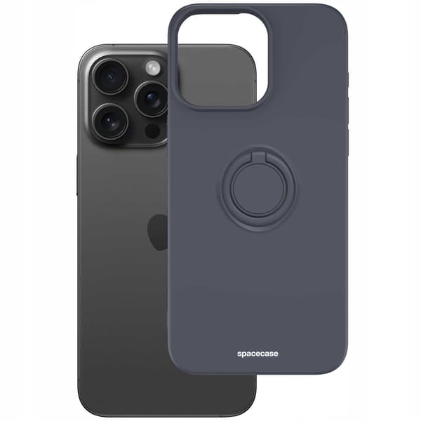Spacecase Silikonringsfodral För Iphone 15 Pro Max Svart Väska