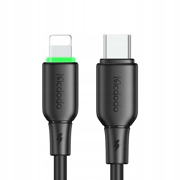 MCDODO LADDARE USB-C BLIXT SNABB LADDNINGSKABEL IPHONE 1M LED SVART