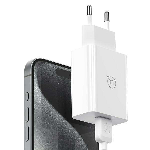 USAMS Lad. nätverk. 18W + USB-C/USB-A-kabel 1m Snabbladdning vit/vit serie SC SCXLTZ02
