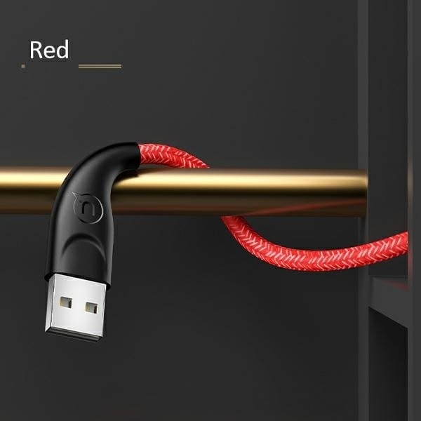 USAMS Flätad kabel U41 microUSB 3m 2A röd/röd SJ399USB02 (US-SJ399) Snabbladdning