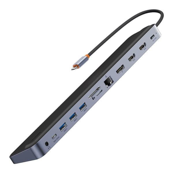 BASEUS UNIVERSAL USB HUB 12I1 + USBC KABEL 25CM NOTEBOOK STATIV GRÅ