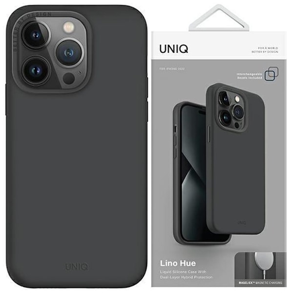 Uniq Lino Hue beskyttelsesdeksel til iPhone 14 Pro Max Magclick Ladelader - grå