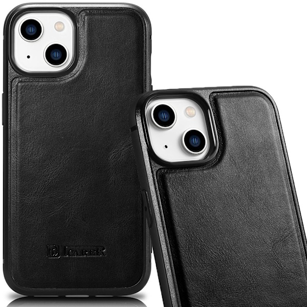ICARER CASE CASE LÆDERCOVER MED MAGSAFE TIL IPHONE 14+ SORT