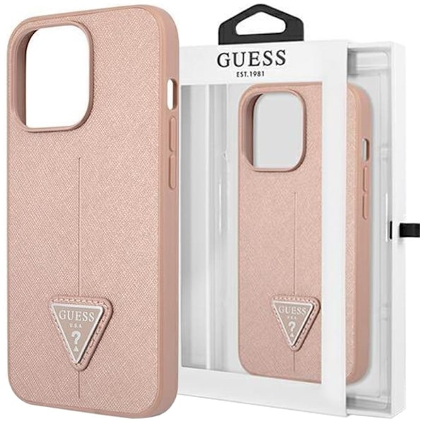 Guess GUHCP14XPSATLP iPhone 14 Pro Max 6.7 rosa/rosa hardt deksel SaffianoTriangle Logo