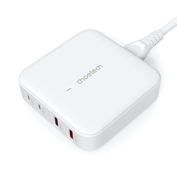 CHOETECH HURTIG NETVÆRKSLADER GAN 100W 2X USB-A / 2X USB-C HVID