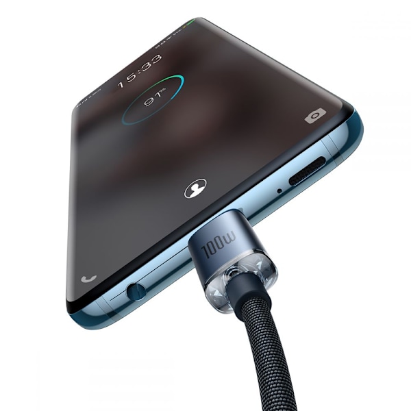 BASEUS CRYSTAL SHINE TYPE-C TYPE-C KABEL PD100W/3A 120cm SVART