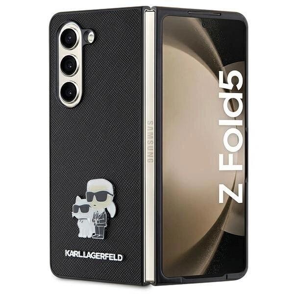 Karl Lagerfeld Saffiano Karl&Choupette Pin Beskyttelsesveske til Samsung Galaxy Z Fold 5 - Svart