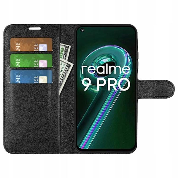 Litchi Case Cover För Realme 9 5G/9 Pro Svart