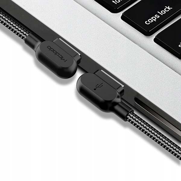 MCDODO 90° VINKELKABEL USB-C SNABBLADDNING DUBBELSIDIG USB TYP C LED 0,5M