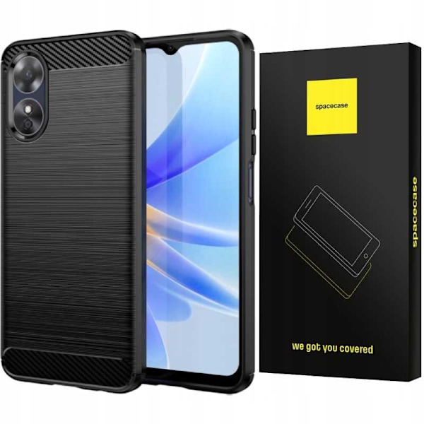 Spacecase Cover Carbon Cover Till Oppo A17 Svart