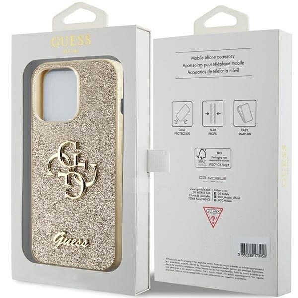 Guess GUHCP13XHG4SGD-deksel til iPhone 13 Pro Max 6.7 - Gull Glitter Script Big 4G