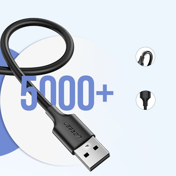 Ugrønn kabel USB - mikro USB 2,4 A 480 Mbps 1,5 m svart (US289 60137)