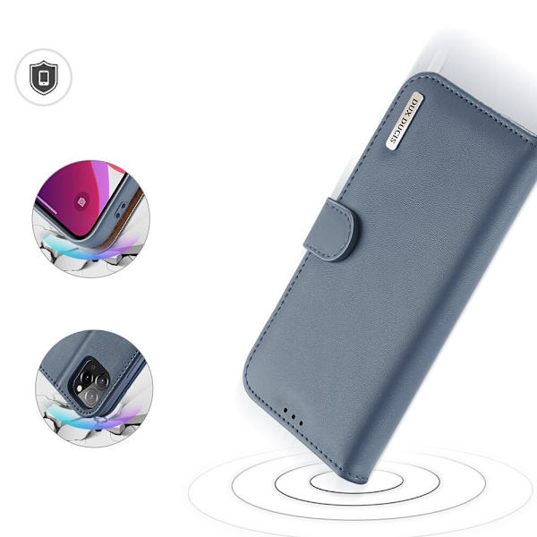 Dux Ducis Hivo lær Flip-deksel i ekte skinn som dekker lommebok for kort og ID-er iPhone 11 Pro Max Blue
