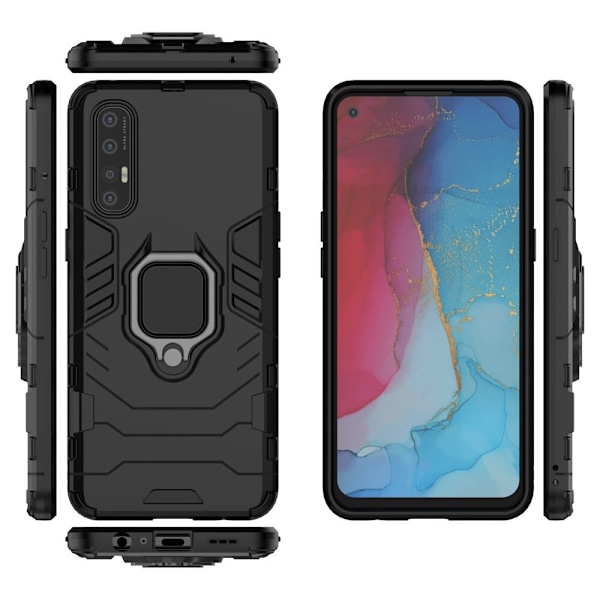 Ring Armor Armored Hybrid Case Cover + Magnetic Holder Oppo Reno3 Pro Black