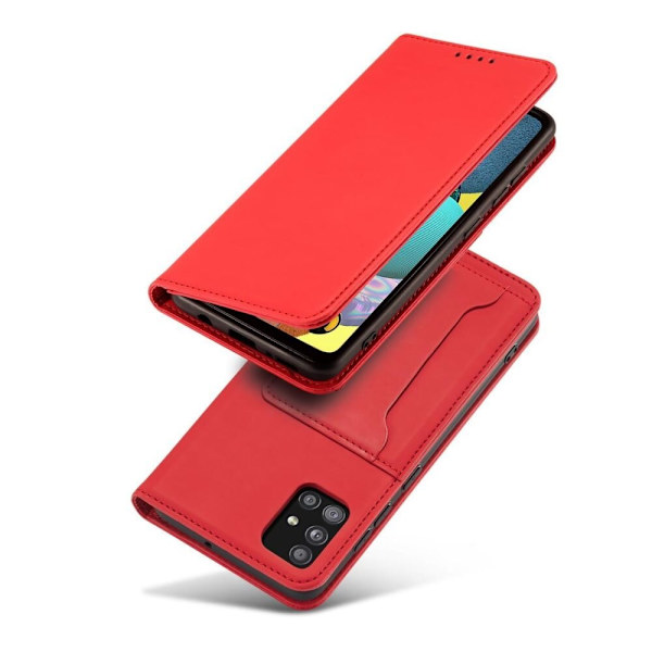 Magnetisk kortdeksel til Samsung Galaxy A52 5G kort lommebokbeskytter? rødt stativ