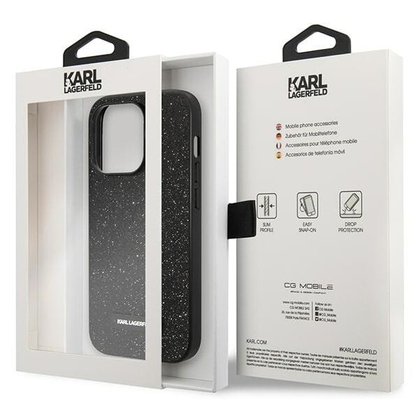 Karl Lagerfeld KLHCP14LG2ELK iPhone 14 Pro 6.1 Hard Deksel Svart/Sort Glitter Plaque Logo