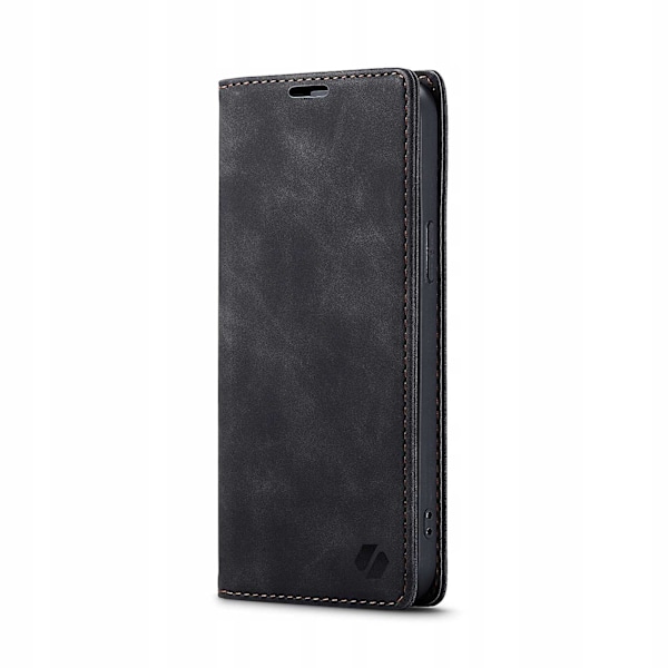 Spacecase Plånboksfodral Till Iphone 15 Pro Svart Läder Med Fickor