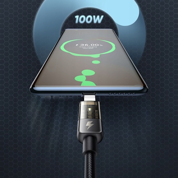 MCDODO USB-C-KABEL APPLE MACBOOK SNABBLADDING USB TYPE C 100W 1M LED
