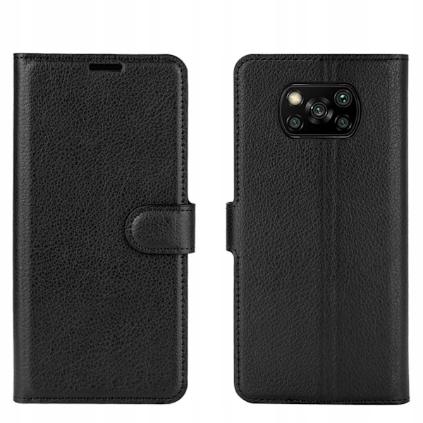 Litchi Case Cover För Poco X3 Nfc Pro Svart Silikon