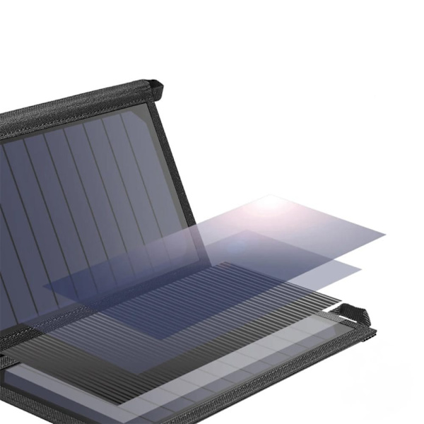 Choetech sammenleggbar solenergi solcellelader 19W 2x USB 2.4A svart (SC001)