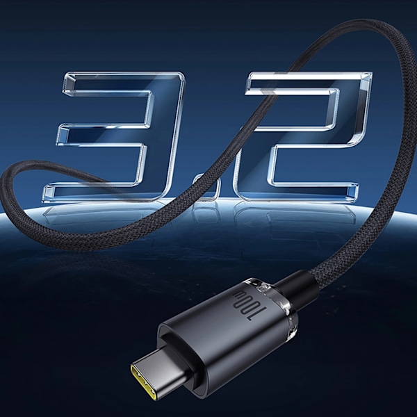 BASEUS CRYSTAL SHINE CB000089 USB-C / USB-C USB3.2-KABEL 100W 20GBPS 1,5M - SORT
