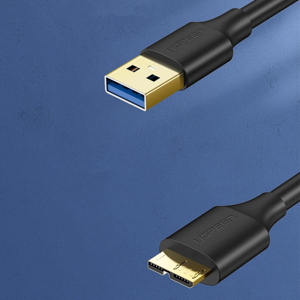 UGRØN KABEL USB-A 3.0 - MICRO USB-B SUPERSPEED 5GB/S 1M SORT