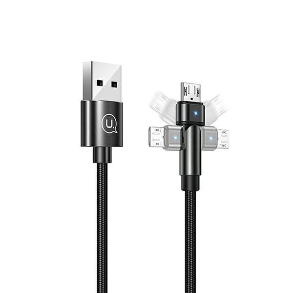 USAMS Flätad svängkabel U60 2A microUSB svart/svart 1m SJ478USB01 (US-SJ478)