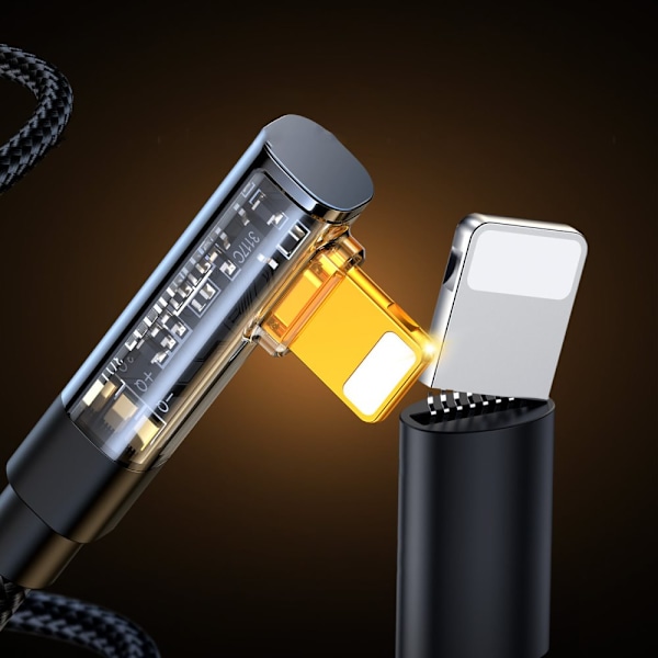 Joyroom vinklet Lightning-kabel - USB for hurtiglading og dataoverføring 2,4A 1,2 m svart (S-UL012A6)