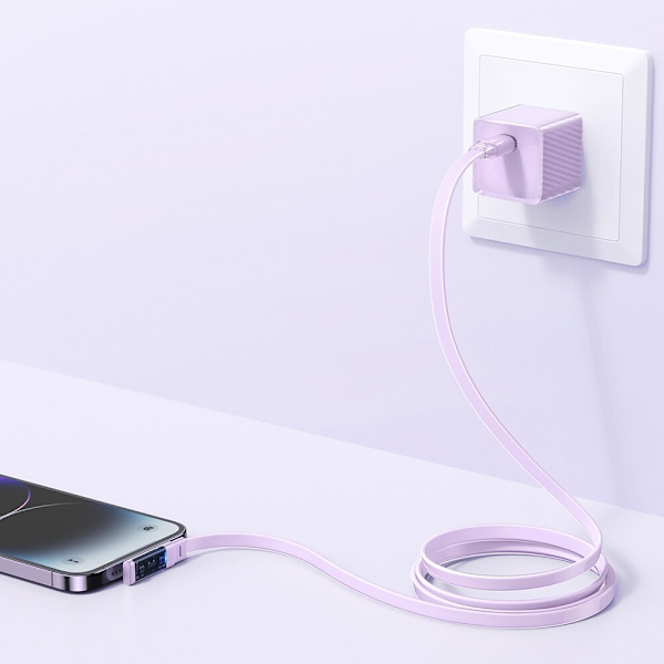 MCDODO ANGLE USB-C LIGHTNING FLAT KABEL 36W IPHONE 13 14 BLÅ 1M
