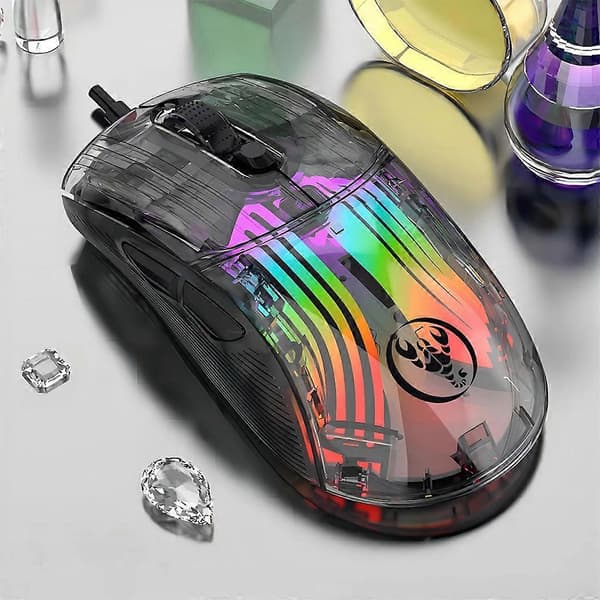 Ergonomisk mus med 7 programmerbara makron, programvarustöd, RGB-inställningar för PC