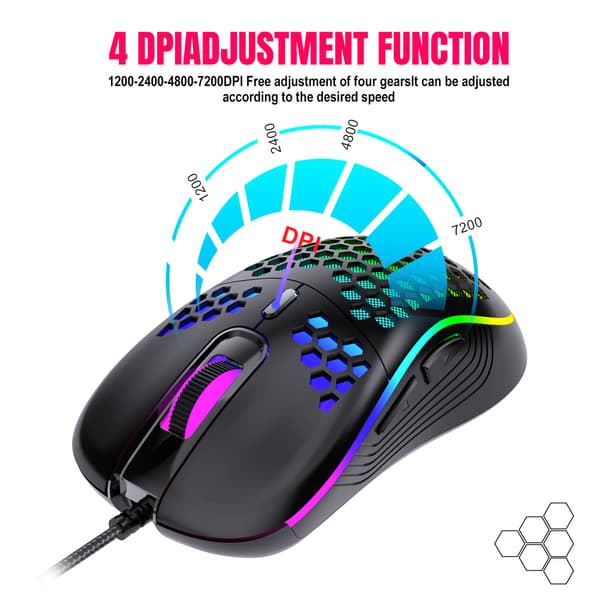 1 Pack Hollow Mouse Trådbunden Mekanisk Spelmus med Co